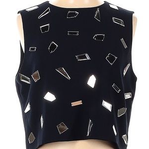 WHISTLES SLEEVELESS BLOUSE WITH BROKEN MIRROR PIECES ON TOP